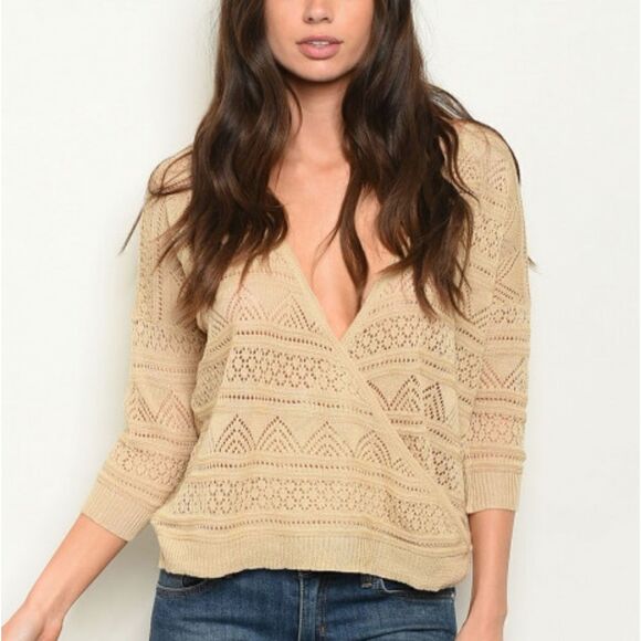 Tan Wrap Sweater S M L - Picture 1 of 3
